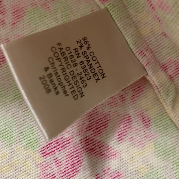 3/$15 Christopher & Banks Cotton Floral Jean Jacket - Pink and Green Size Large - Picture 4 of 5